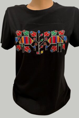 Черна тениска с шевица "Варненско дърво"